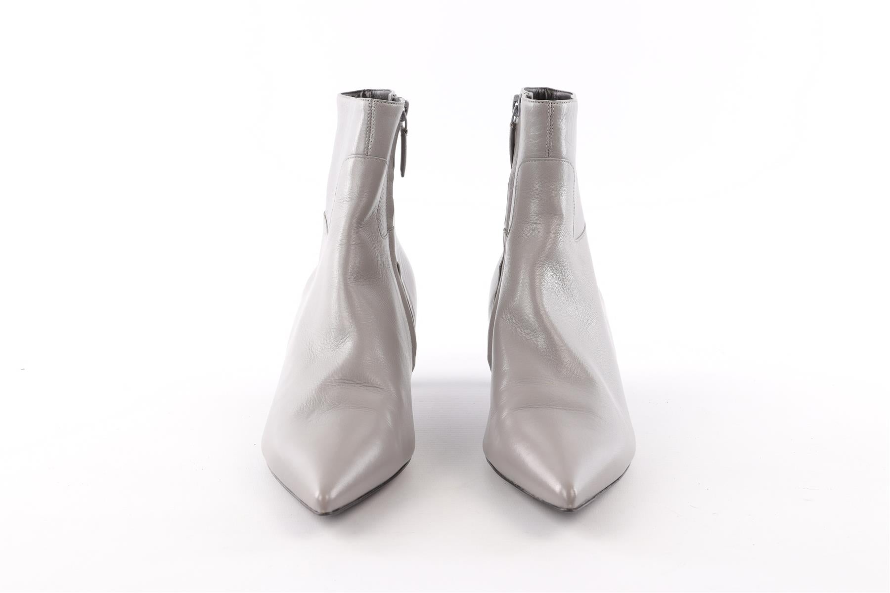BALCENCIAGA GREY LEATHER ANKLE BOOTS EU 40 UK 7 US 10