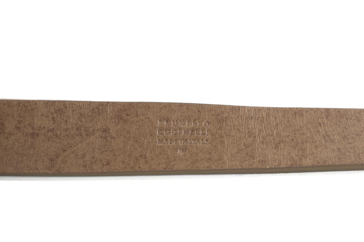 BRUNELLO CUCINELLI TAUPE MEN'S SUEDE BELT 105CM