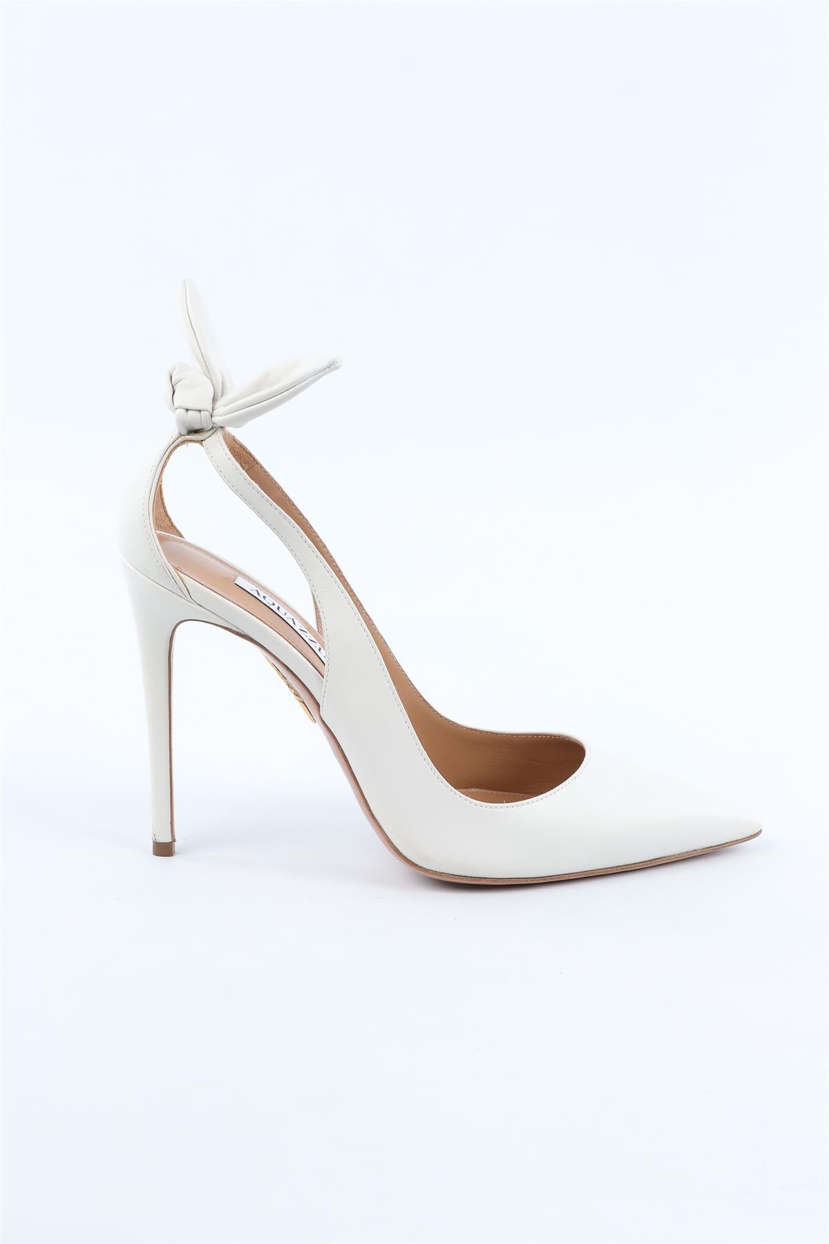 AQUAZZURA WHITE LEATHER PUMPS EU 38.5 UK 5.5 US 8.5