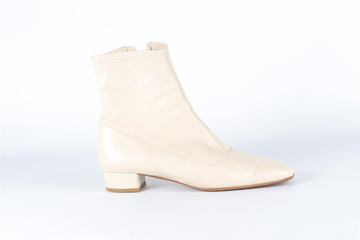 BY FAR CREAM LEATHER ANKLE BOOTS EU 36 UK 3 US 6