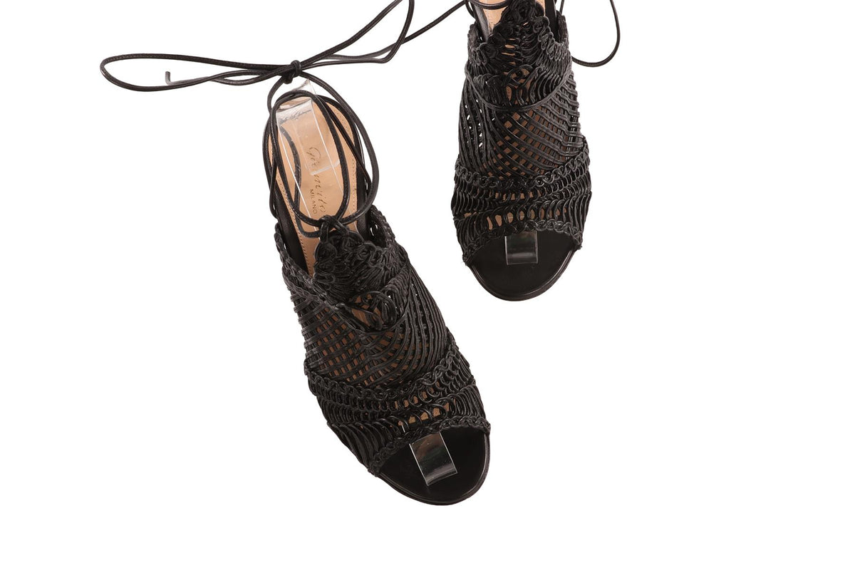 GIANVITO ROSSI BLACK LEATHER SANDALS EU 38.5 UK 5.5