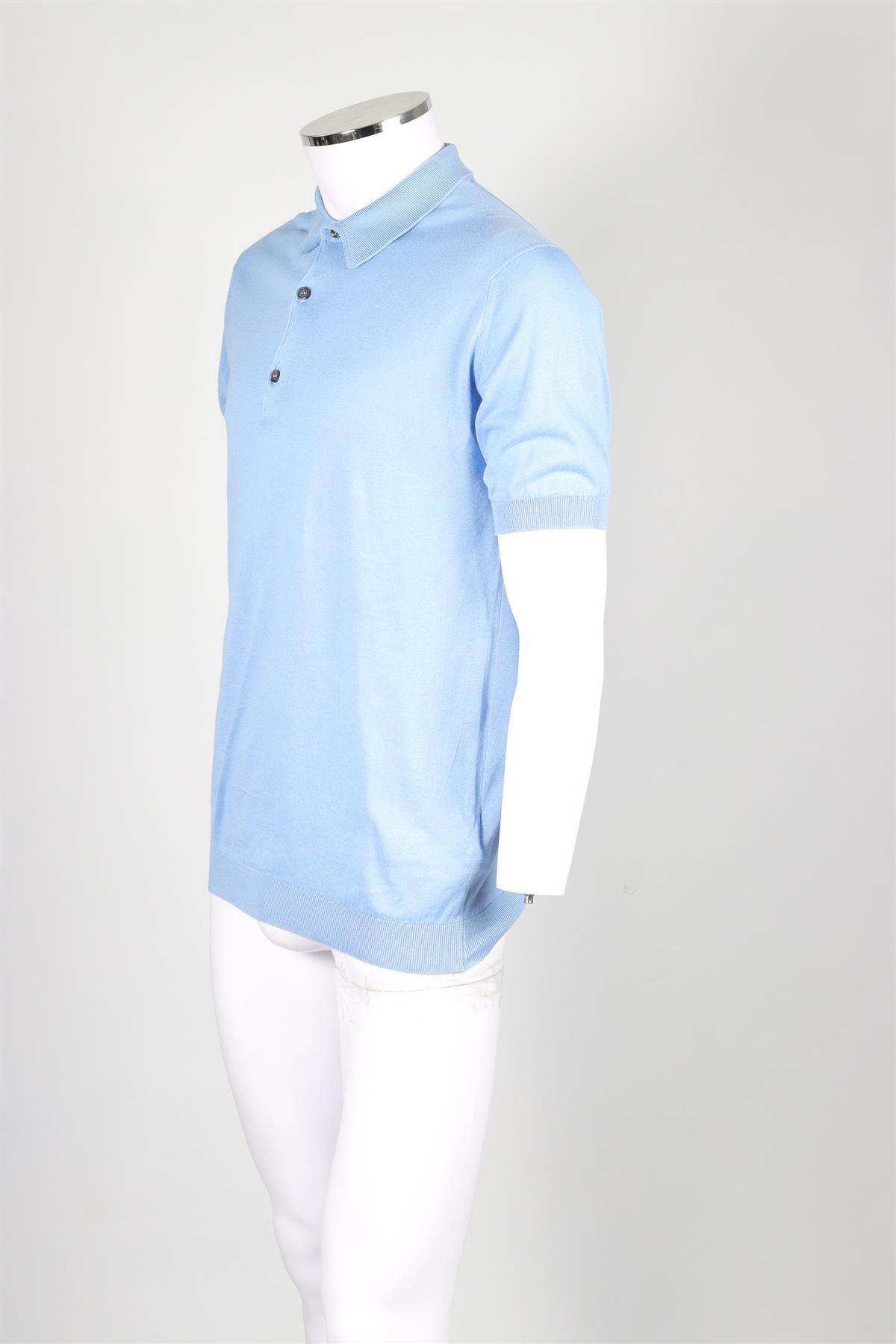 JOHN SMEDLEY BLUE MEN'S COTTON POLO SHIRT MEDIUM