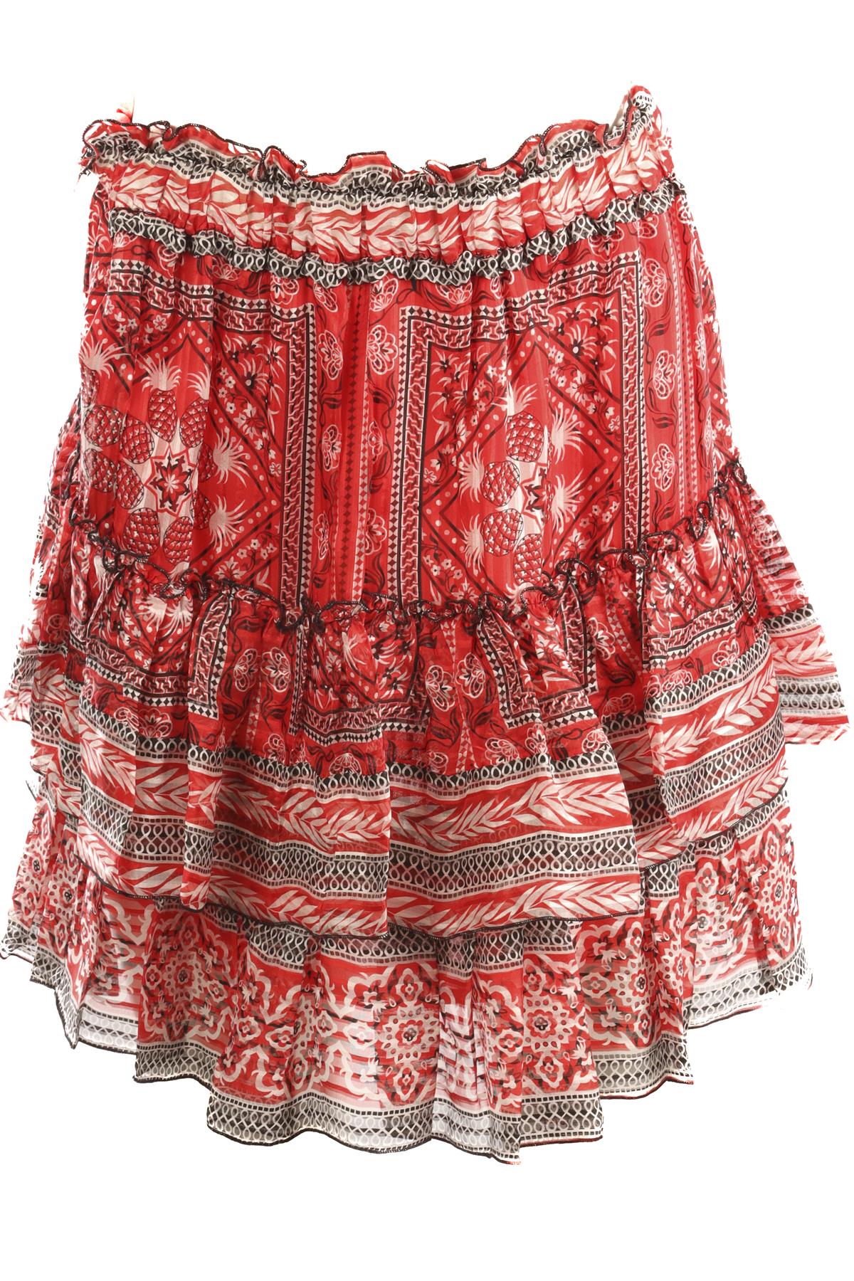 ISABEL MARANT RED SILK MINI SKIRT FR 38 UK 10