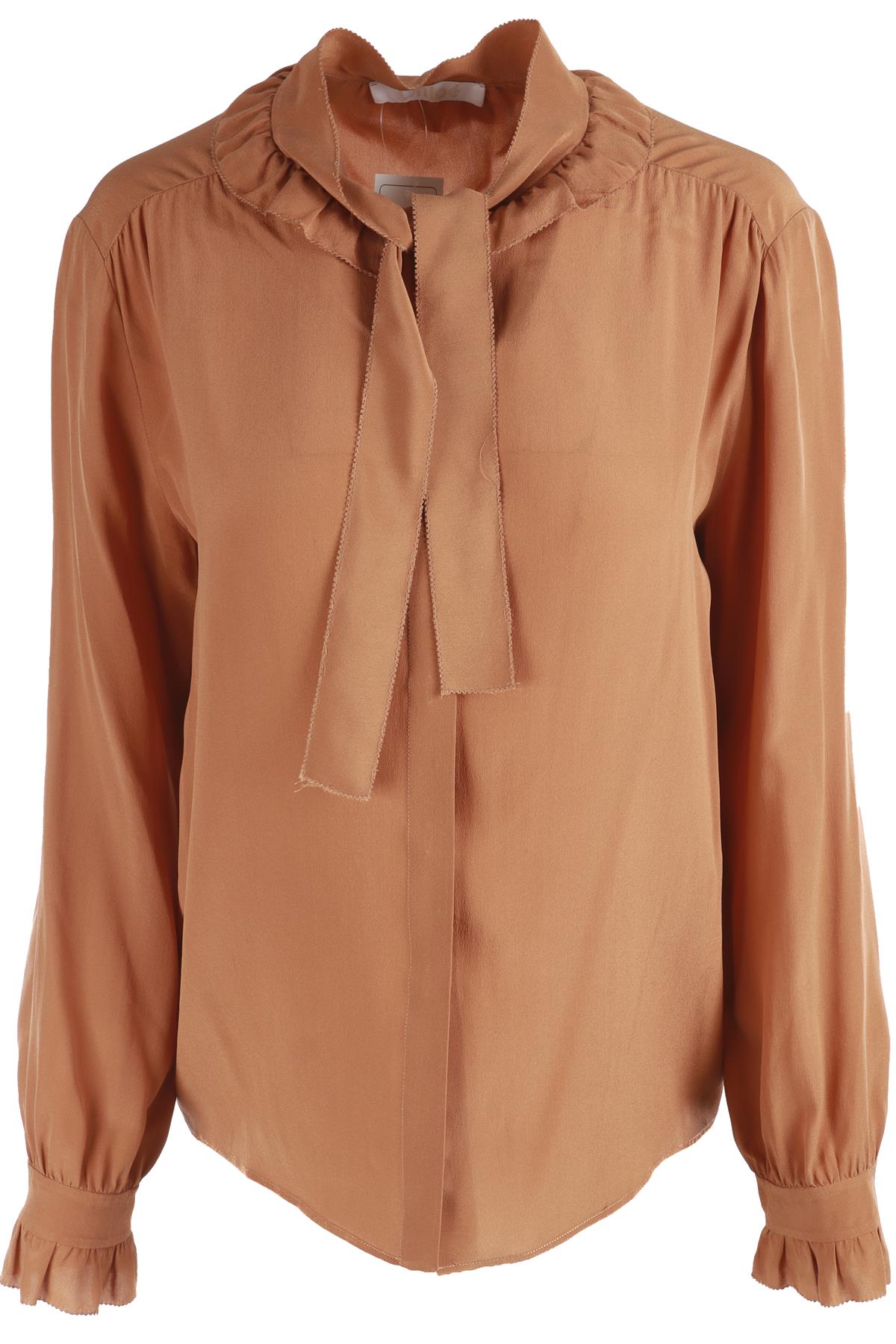 CHLOÉ BROWN SILK SHIRT FR 38 UK 10