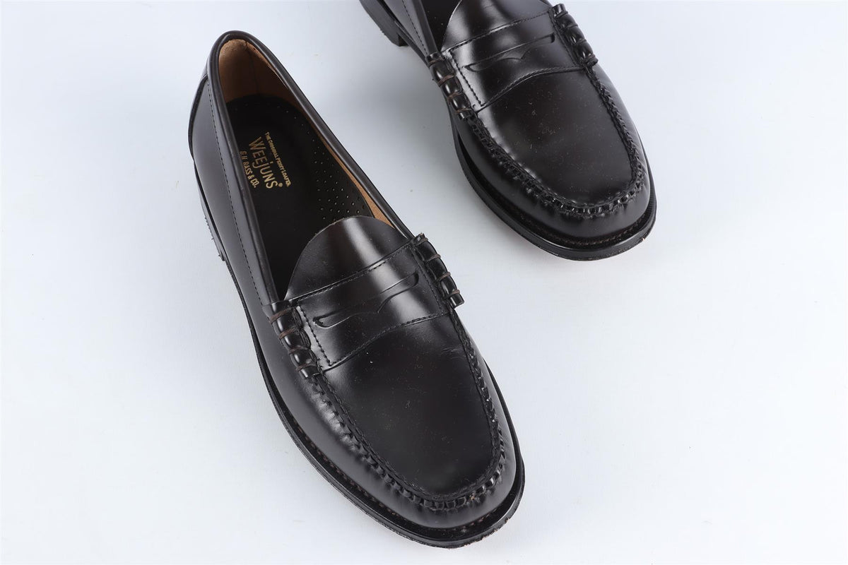 G.H. BASS BLACK MEN'S LEATHER LOAFERS UK 10.5 EU 44.5 US 11.5
