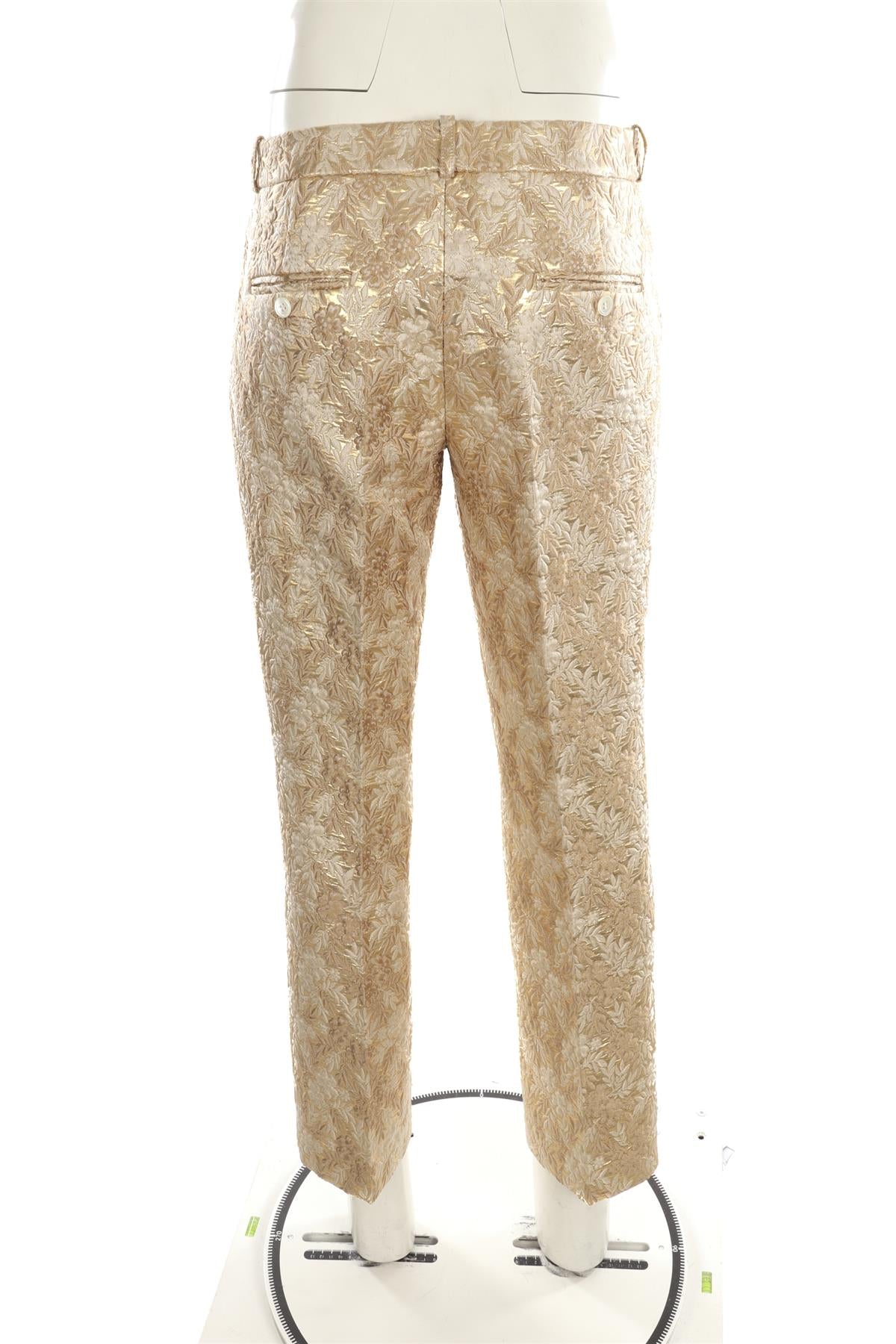 MICHAEL KORS COLLECTION GOLD JACQUARD STRAIGHT LEG PANTS IT 42 UK 10