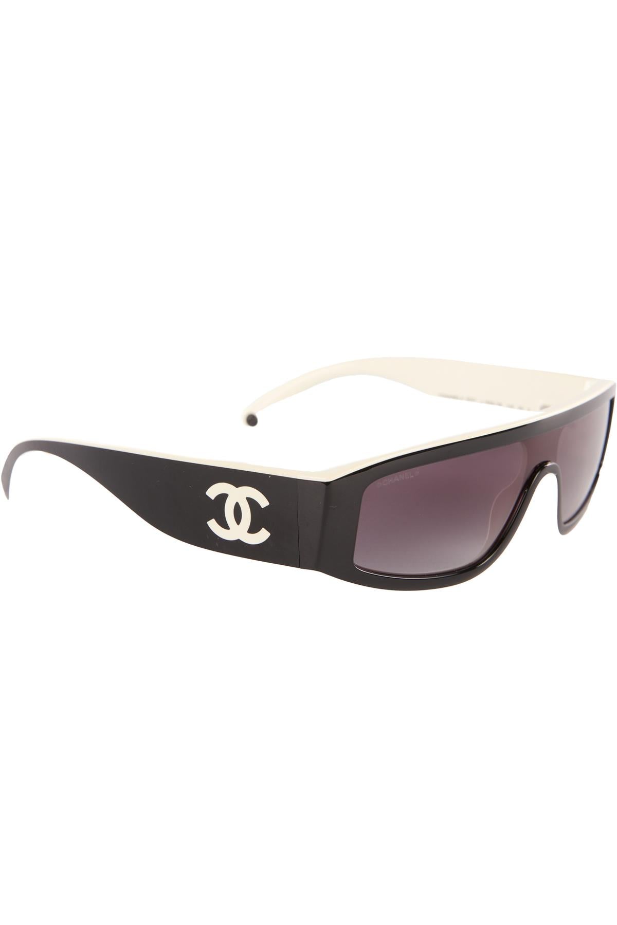 CHANEL BLACK SHIELD FRAME ACETATE SUNGLASSES