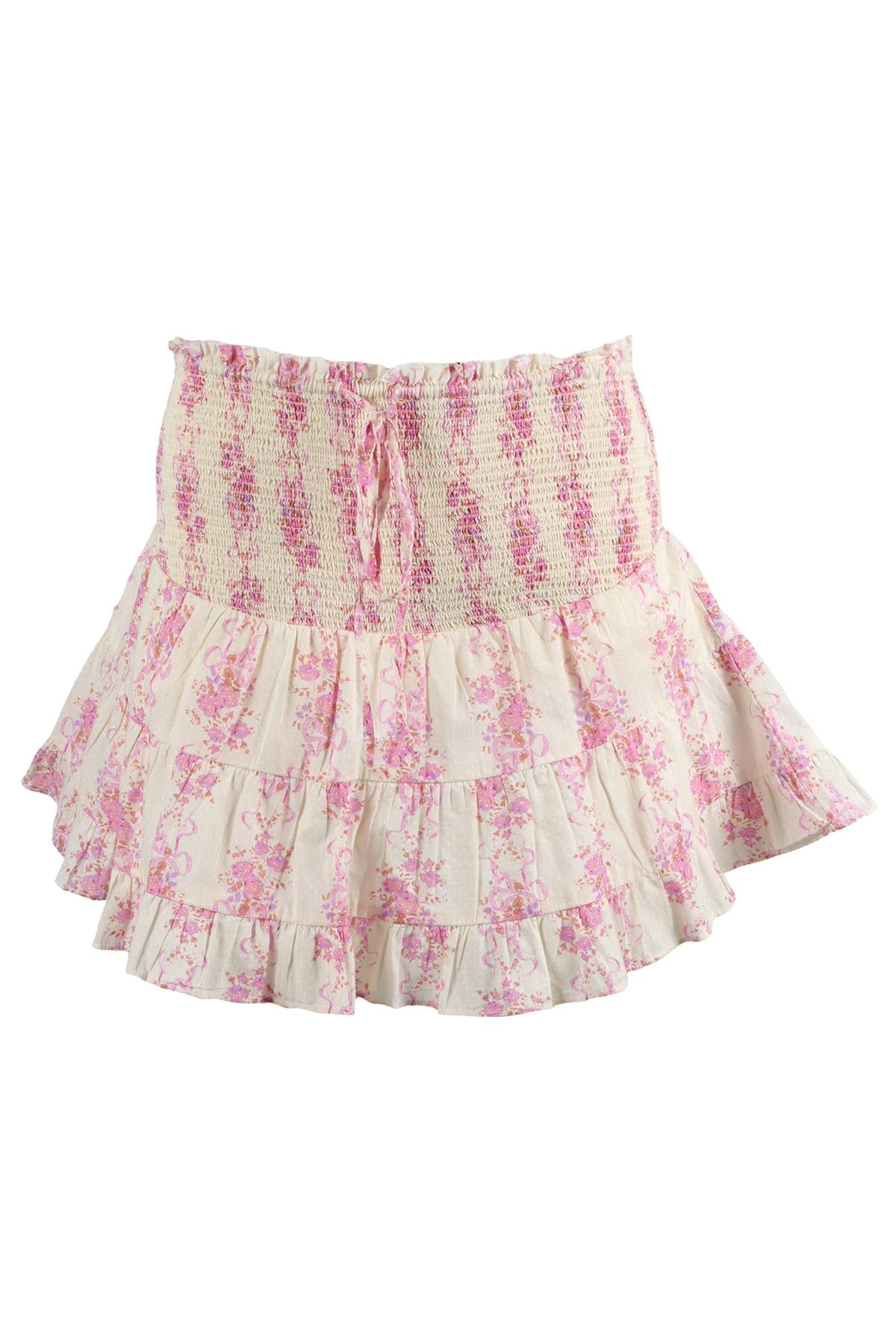 LOVESHACKFANCY CREAM COTTON MINI SKIRT SMALL