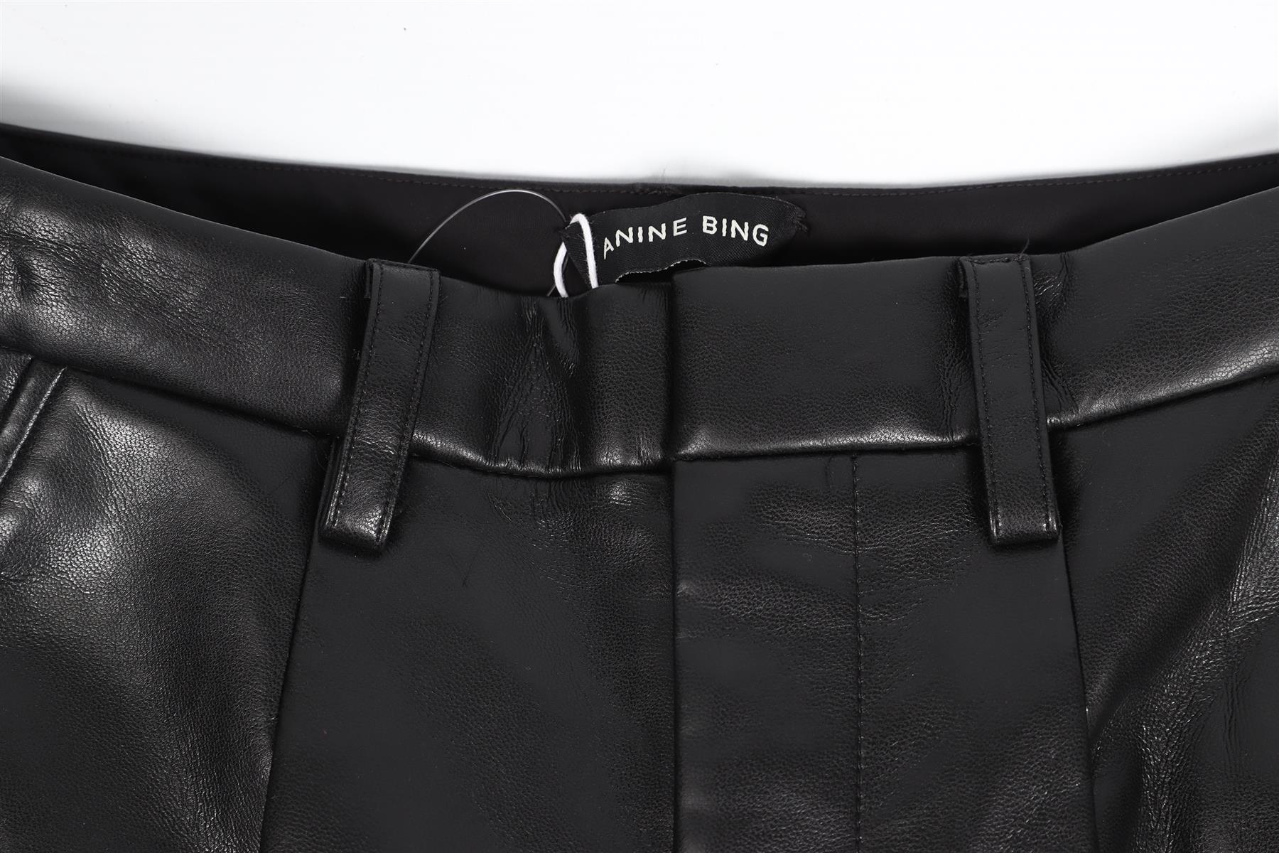 ANINE BING BLACK FAUX LEATHER STRAIGHT LEG PANTS FR 34 UK 6