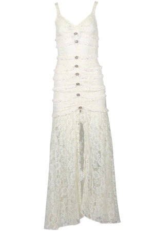 ALESSANDRA RICH CRYSTAL AND LACE MAXI DRESS IT 38 UK 6