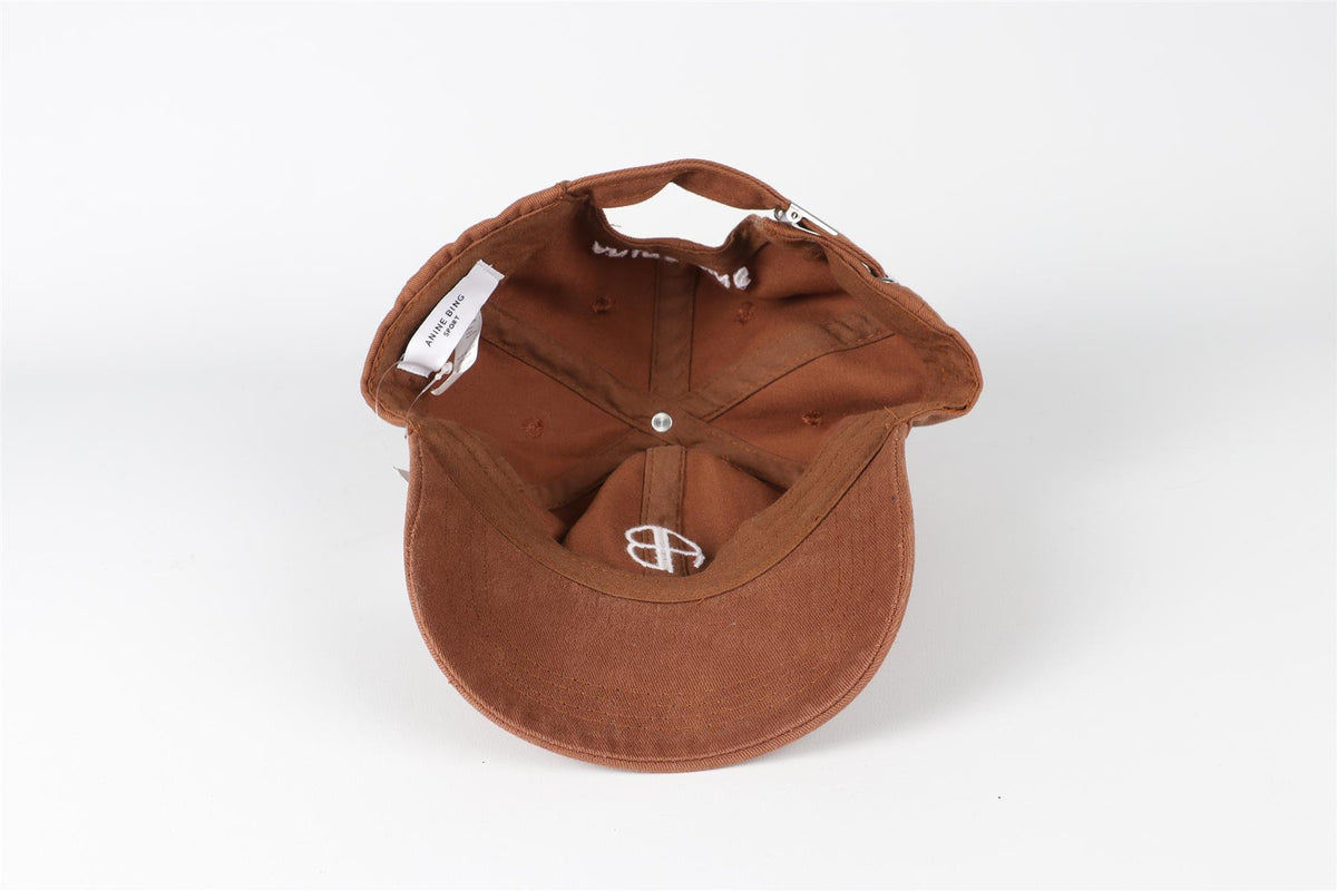 ANINE BING BROWN COTTON BASEBALL CAP ONE SIZE