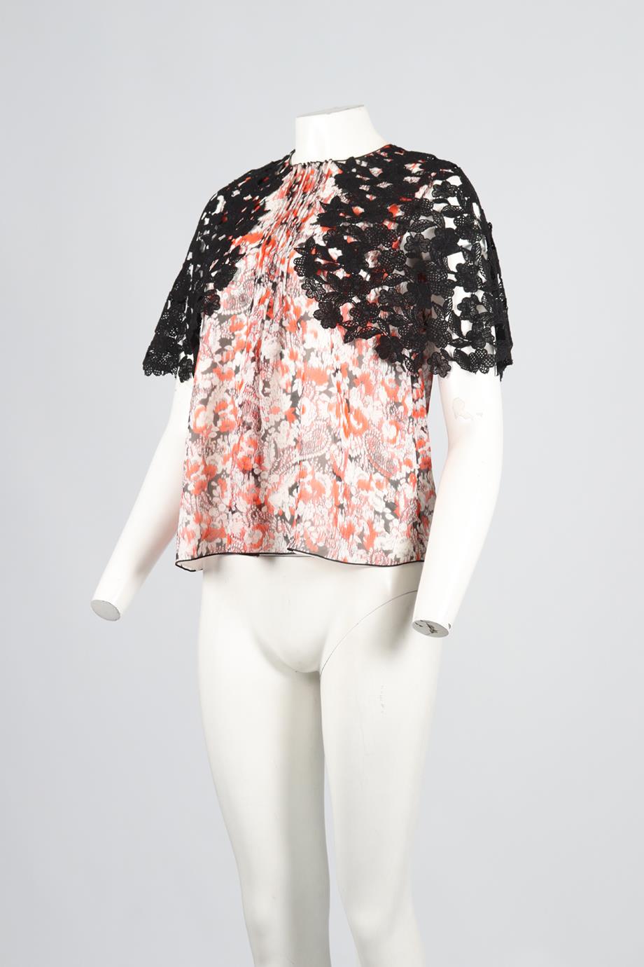 GIAMBATISTA VALLI CROCHET AND SILK TOP XXSMALL