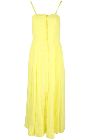 GABRIELA HEARST YELLOW LINEN MAXI DRESS IT 40 UK 8