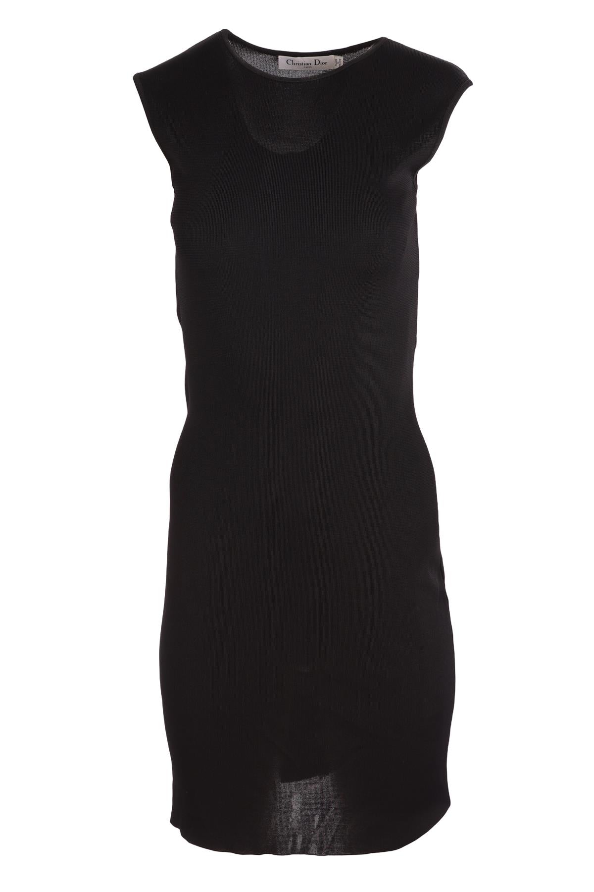 CHRISTIAN DIOR BLACK KNIT MIDI DRESS SMALL