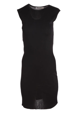 CHRISTIAN DIOR BLACK KNIT MIDI DRESS SMALL