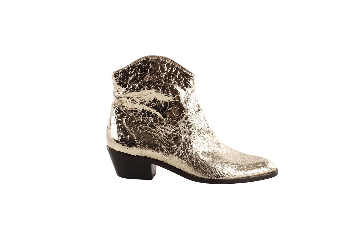 GINA GOLD LEATHER ANKLE BOOTS EU 40 UK 7