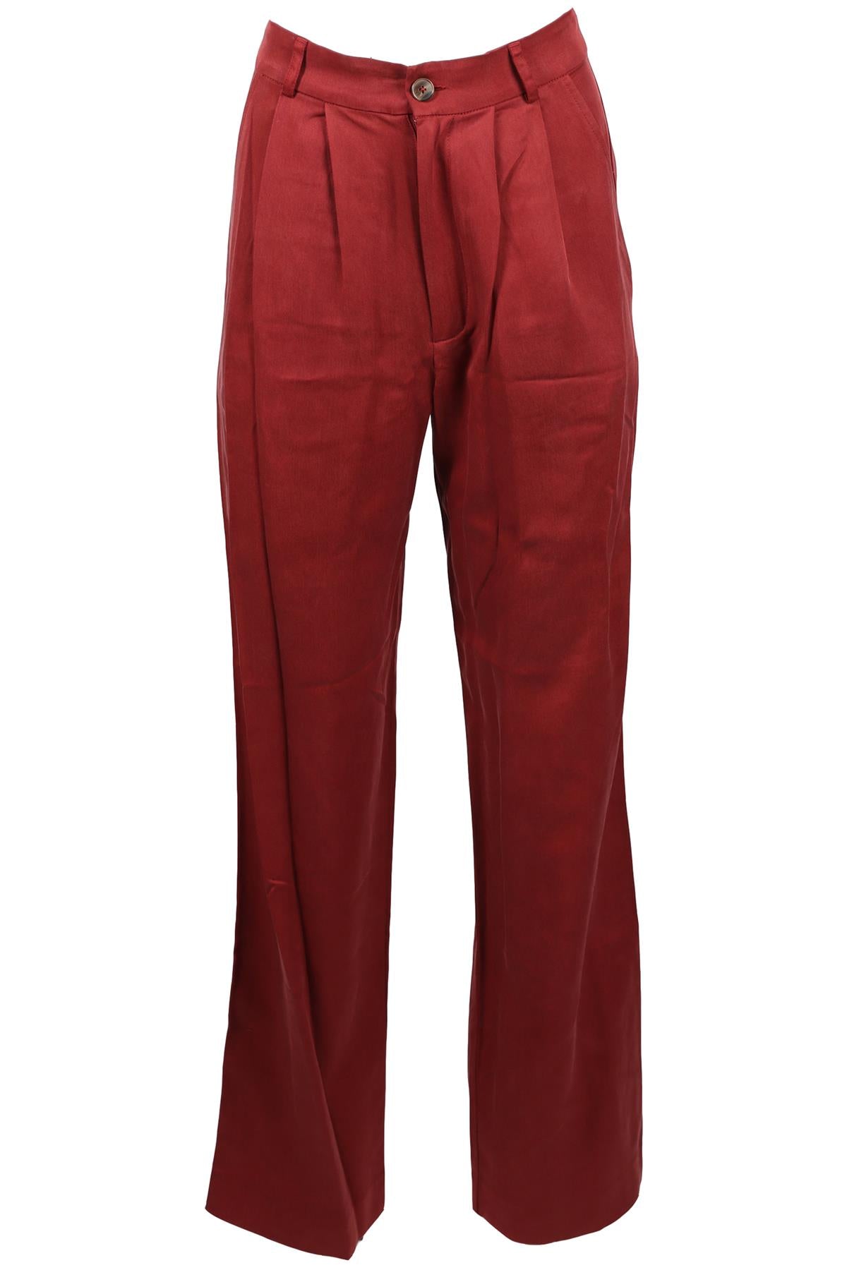 REFORMATION RED WOVEN STRAIGHT LEG PANTS US 2 UK 6
