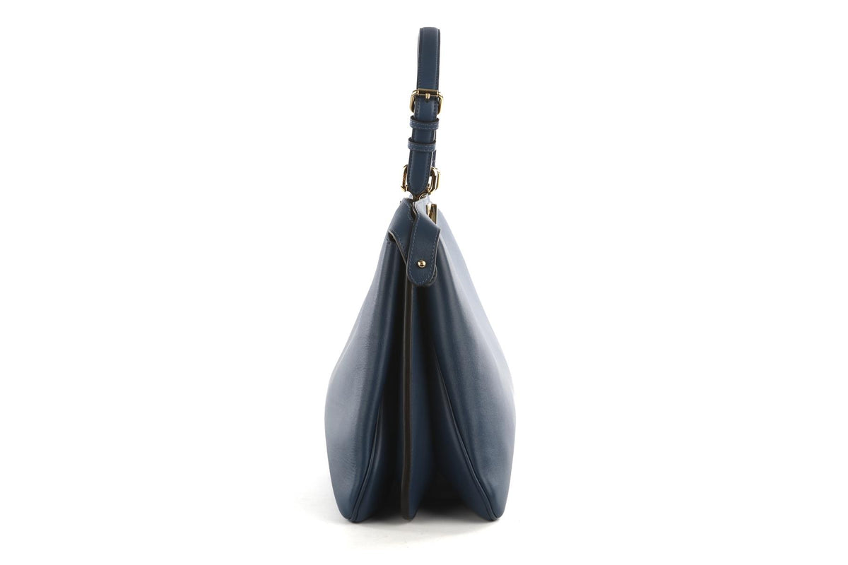 FENDI BLUE PEEKABOO SOFT LARGE LEATHER TOTE BAG