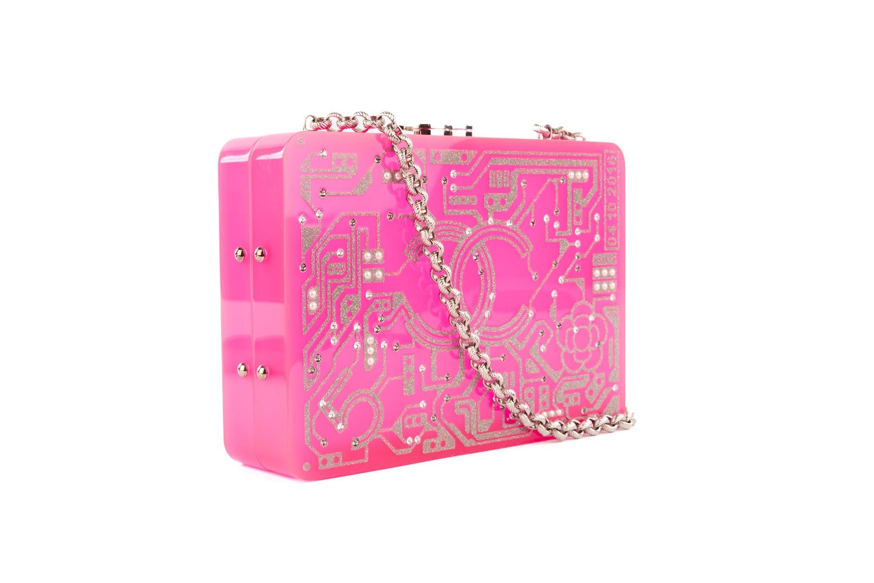 CHANEL PINK 2017-2018 MOTHERBOARD MINAUDIERE PLEXIGLASS CLUTCH