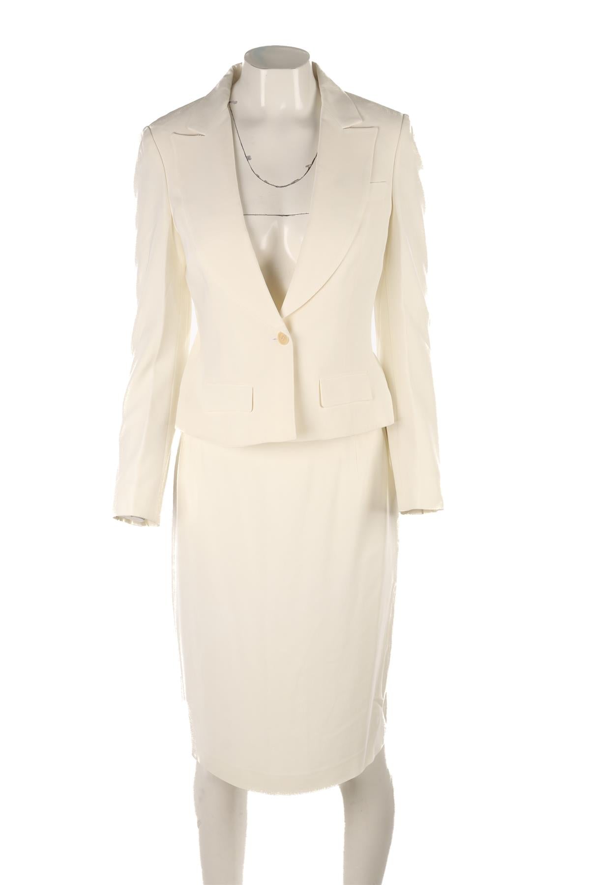 ALEXANDER MCQUEEN IVORY 2007 CREPE SKIRT SUIT