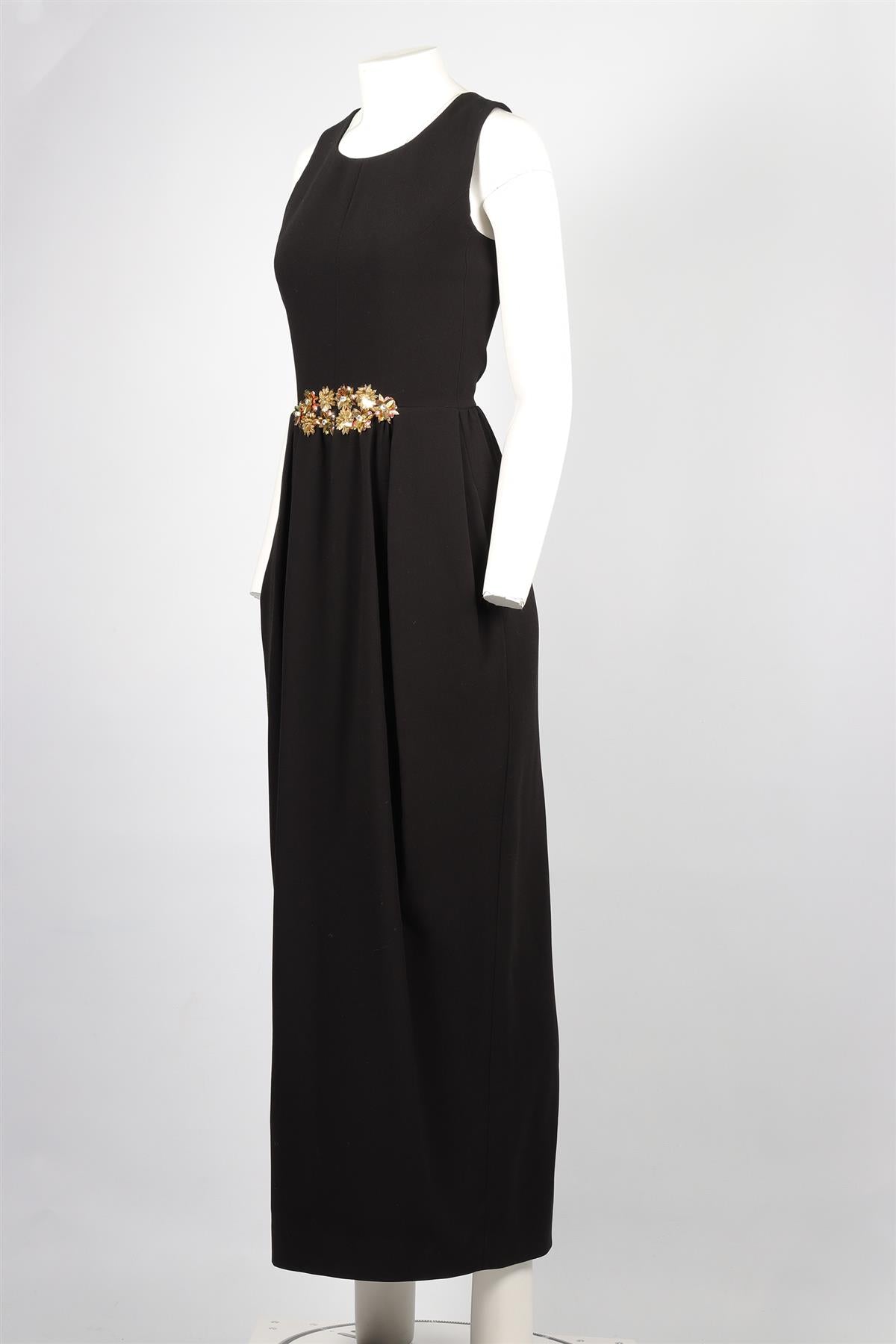 TORY BURCH BLACK CREPE MAXI DRESS US 4 UK 8