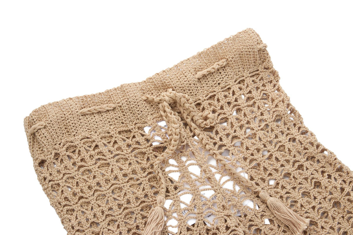 Beige Crochet Flared Pant