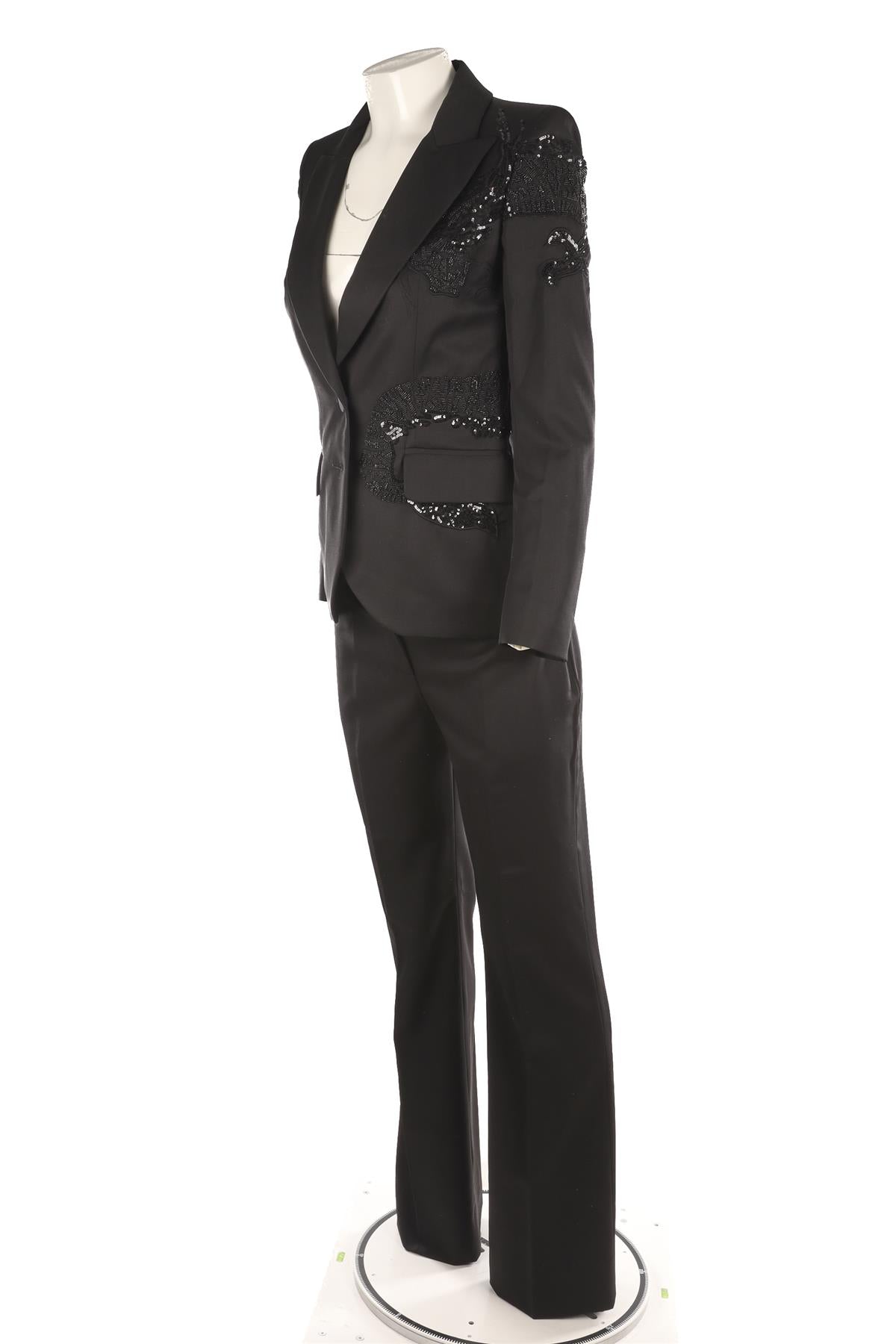 ALEXANDER MCQUEEN BLACK WOOL BLAZER AND PANT SET IT 40