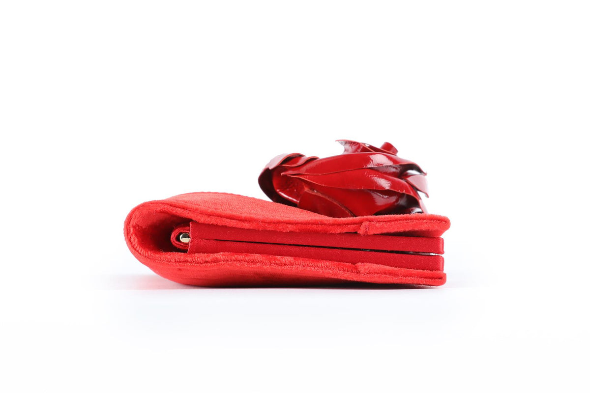 ROGER VIVIER RED MINI VELVET CLUTCH