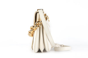 BOTTEGA VENETA WHITE MOUNT MEDIUM LEATHER SHOULDER BAG
