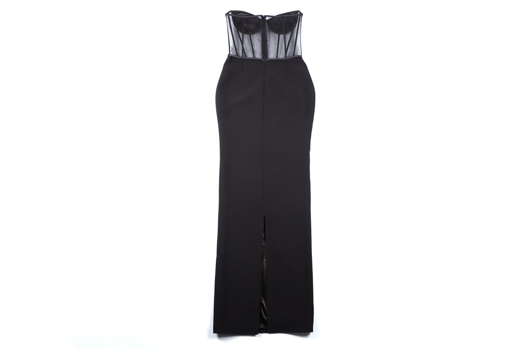 THE NEW ARRIVALS ILKYAZ OZEL BLACK CREPE MAXI DRESS FR 36 UK 8