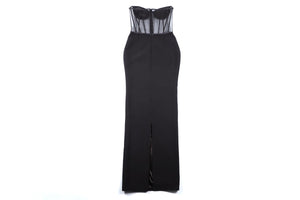 THE NEW ARRIVALS ILKYAZ OZEL BLACK CREPE MAXI DRESS FR 36 UK 8