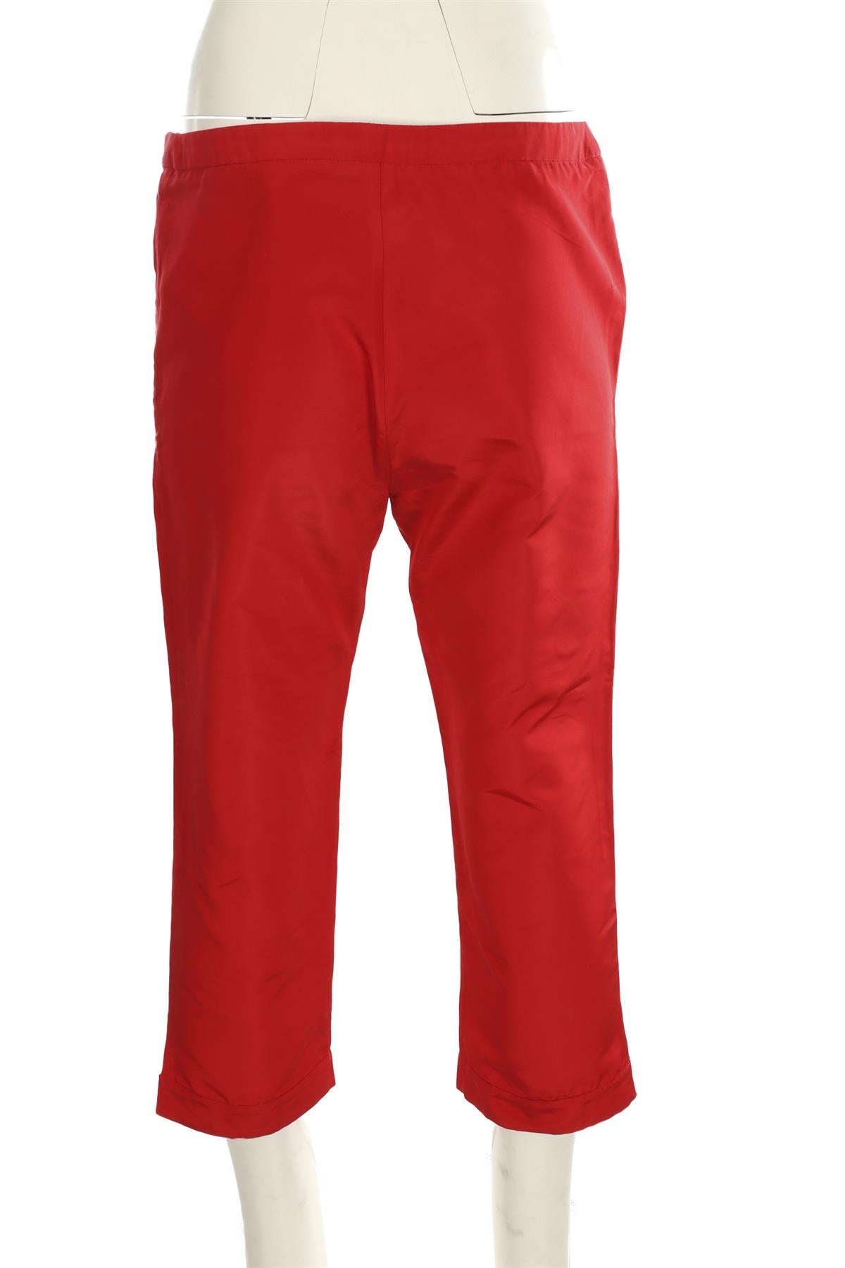 CHRISTIAN DIOR VINTAGE RED SILK STRAIGHT LEG PANTS FR 40 UK 12