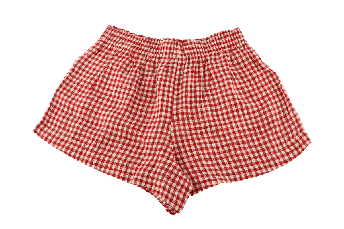 REFORMATION RED LINEN SHORTS SMALL