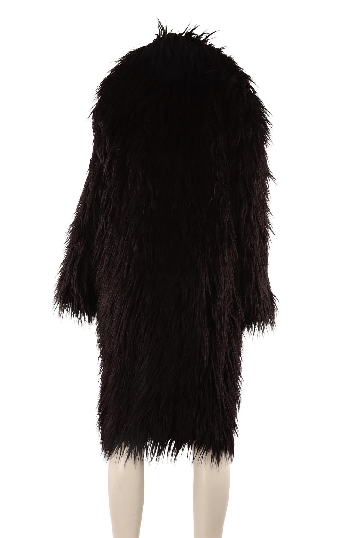 MIKUTA BLACK FAUX FUR COAT MEDIUM