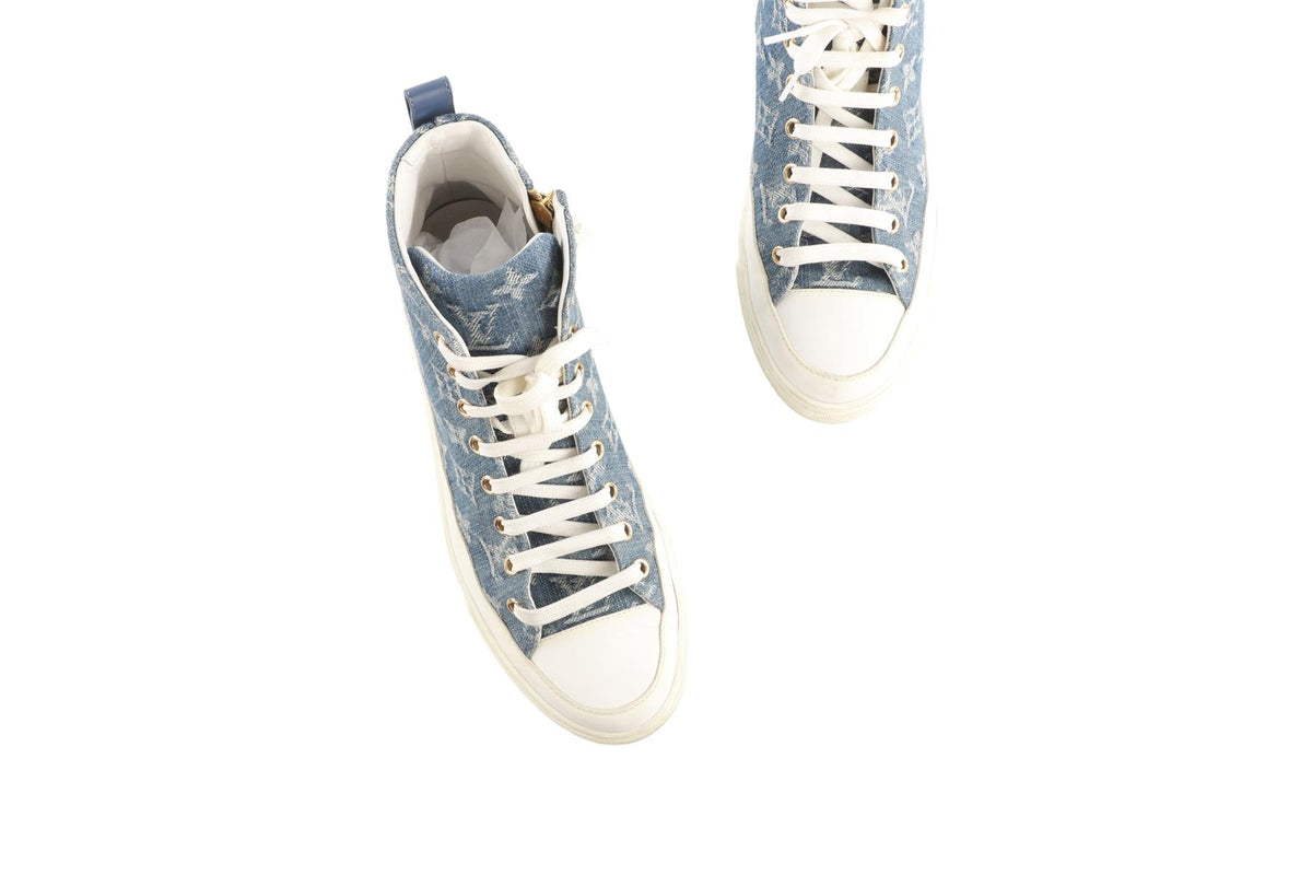 LOUIS VUITTON BLUE STELLAR MONOGRAM DENIM SNEAKERS EU 38 UK 5 US 8