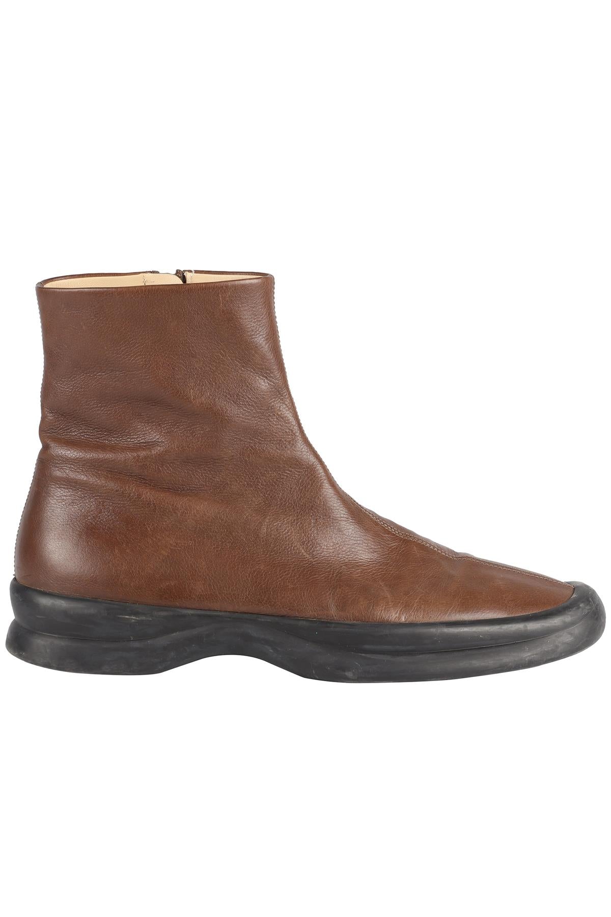 THE ROW BROWN TOWN LEATHER ANKLE BOOTS EU 39 UK 6 US 9