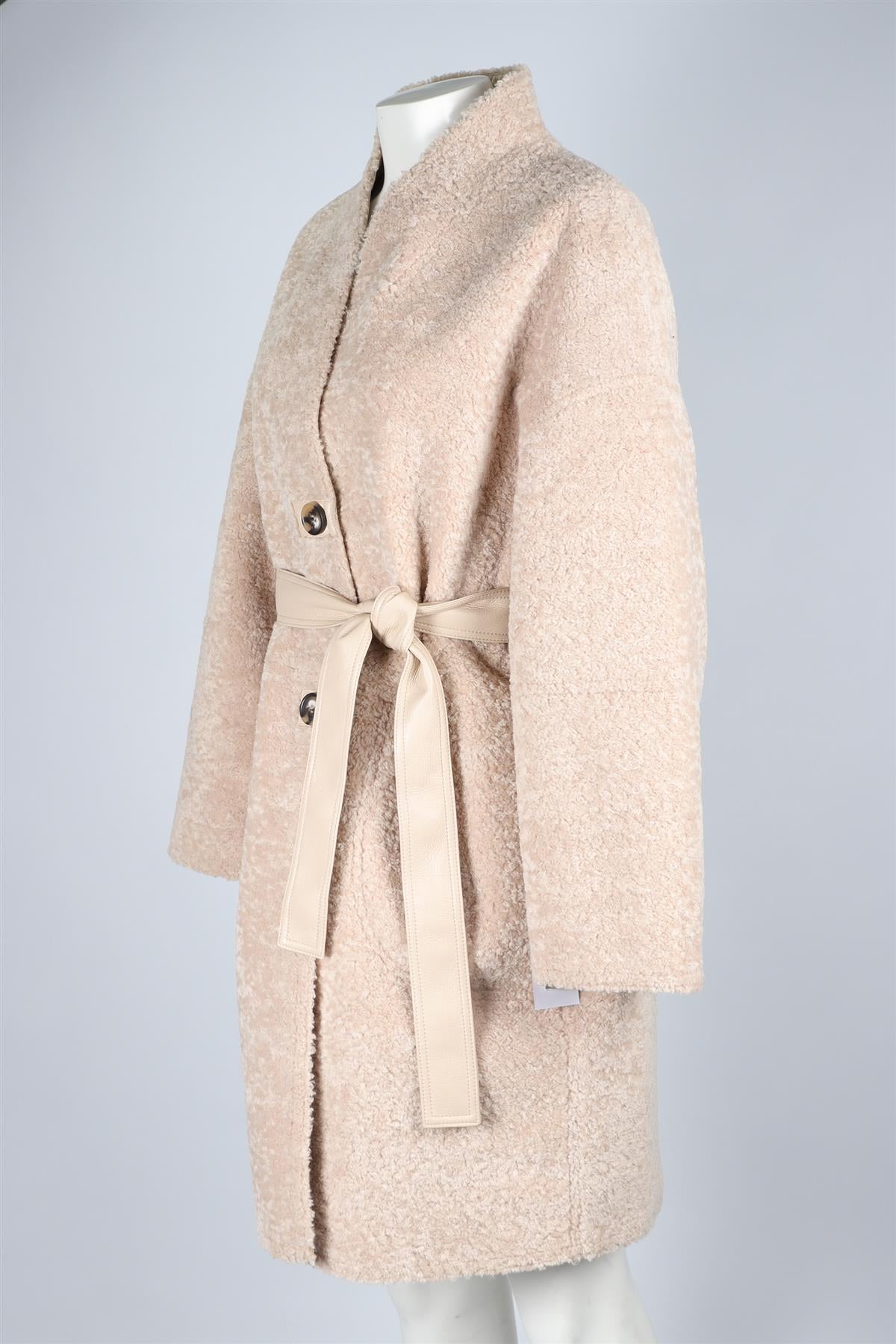 VANESSA BRUNO BEIGE FAUX SHEARLING COAT LARGE