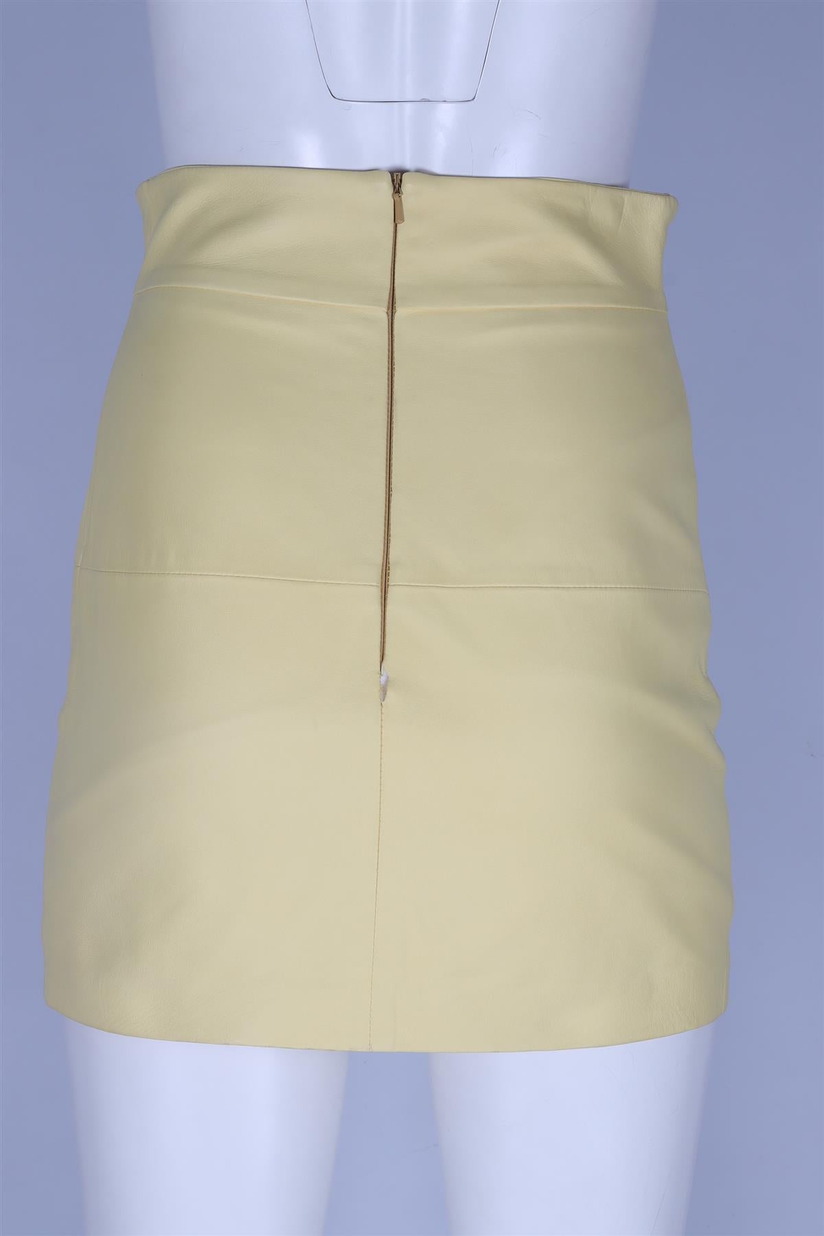 SKIIM YELLOW LEATHER MINI SKIRT FR 36 UK 8