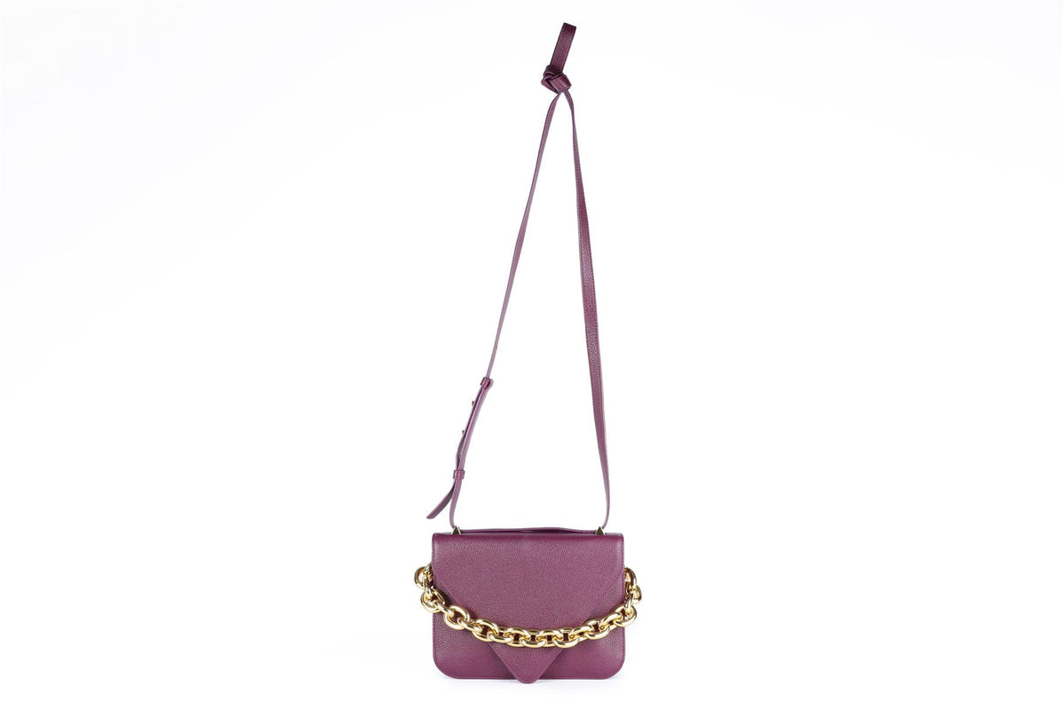 BOTTEGA VENETA PURPLE MOUNT SMALL LEATHER SHOULDER BAG