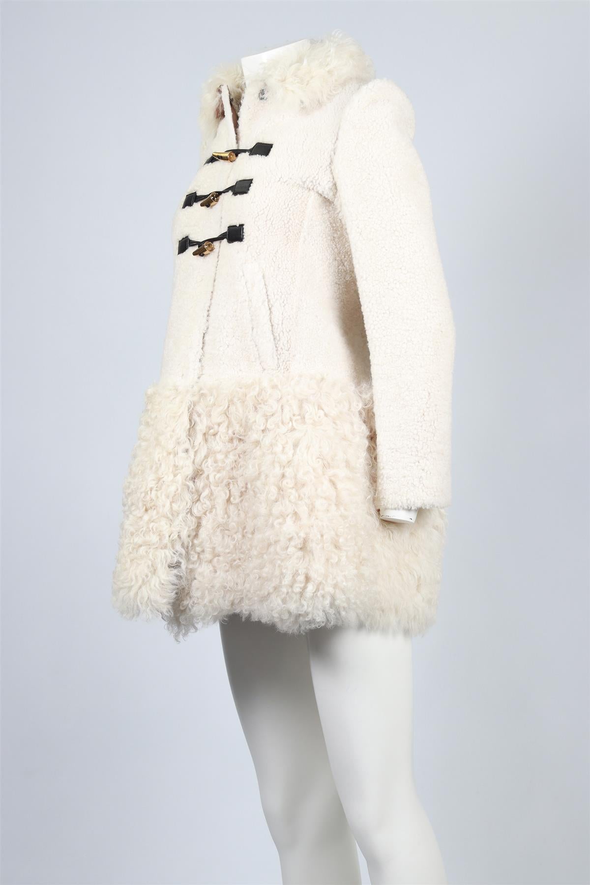 MIU MIU CREAM SHEARLING COAT FR 38 UK 10