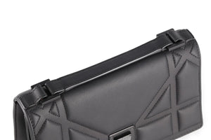 CHRISTIAN DIOR BLACK DIORAMA ULTRAMATTE LEATHER CLUTCH WITH CHAIN
