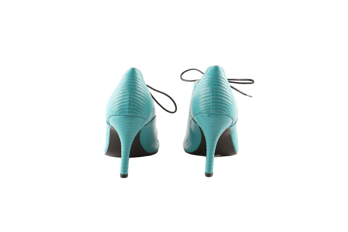 PREEN BY THORNTON BREGAZZI BLUE LEATHER ANKLE BOOTS EU 39 UK 6 US 9