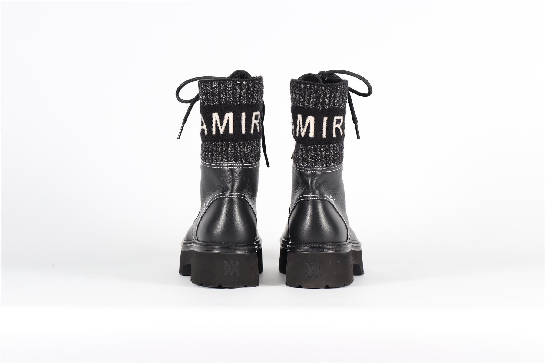 AMIRI KNIT AND LEATHER ANKLE BOOTS EU 40 UK 7 US 10