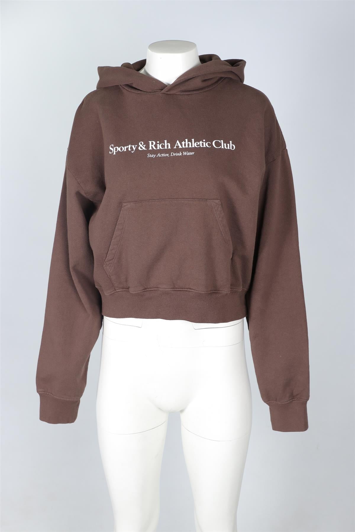 SPORTY & RICH BROWN COTTON HOODIE MEDIUM