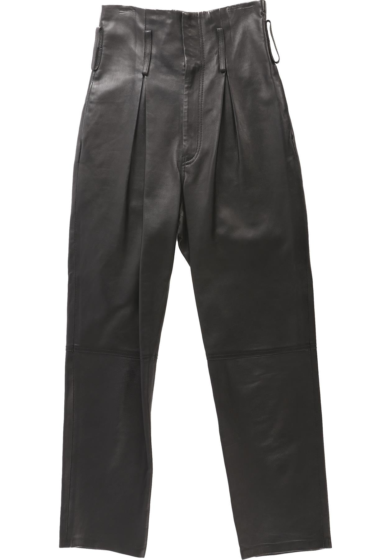 GRLFRND BLACK LEATHER STRAIGHT LEG PANTS W24 UK 6