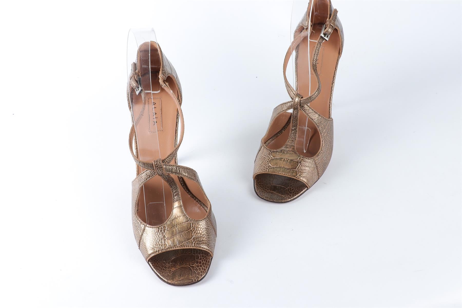 ALAÏA BRONZE LEATHER SANDALS EU 36.5 UK 3.5 US 6.5
