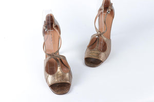 ALAÏA BRONZE LEATHER SANDALS EU 36.5 UK 3.5 US 6.5