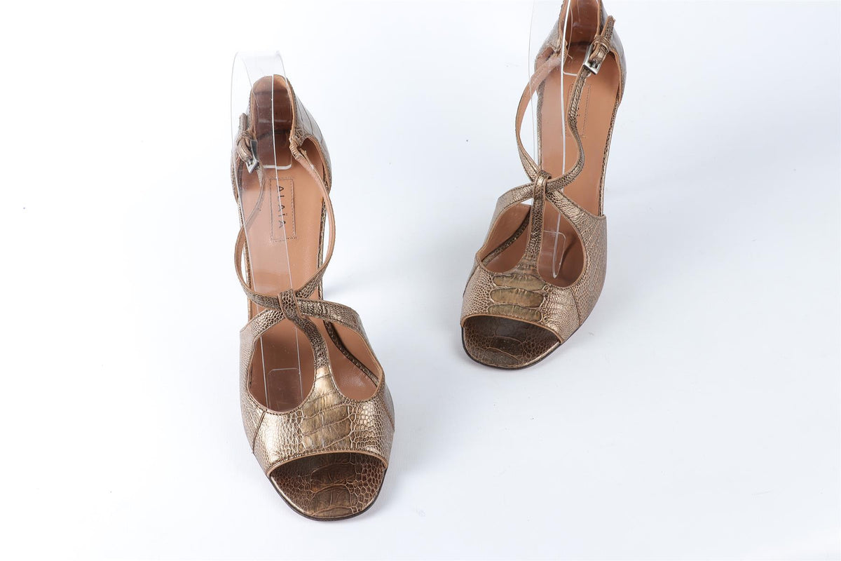 ALAÏA BRONZE LEATHER SANDALS EU 36.5 UK 3.5 US 6.5