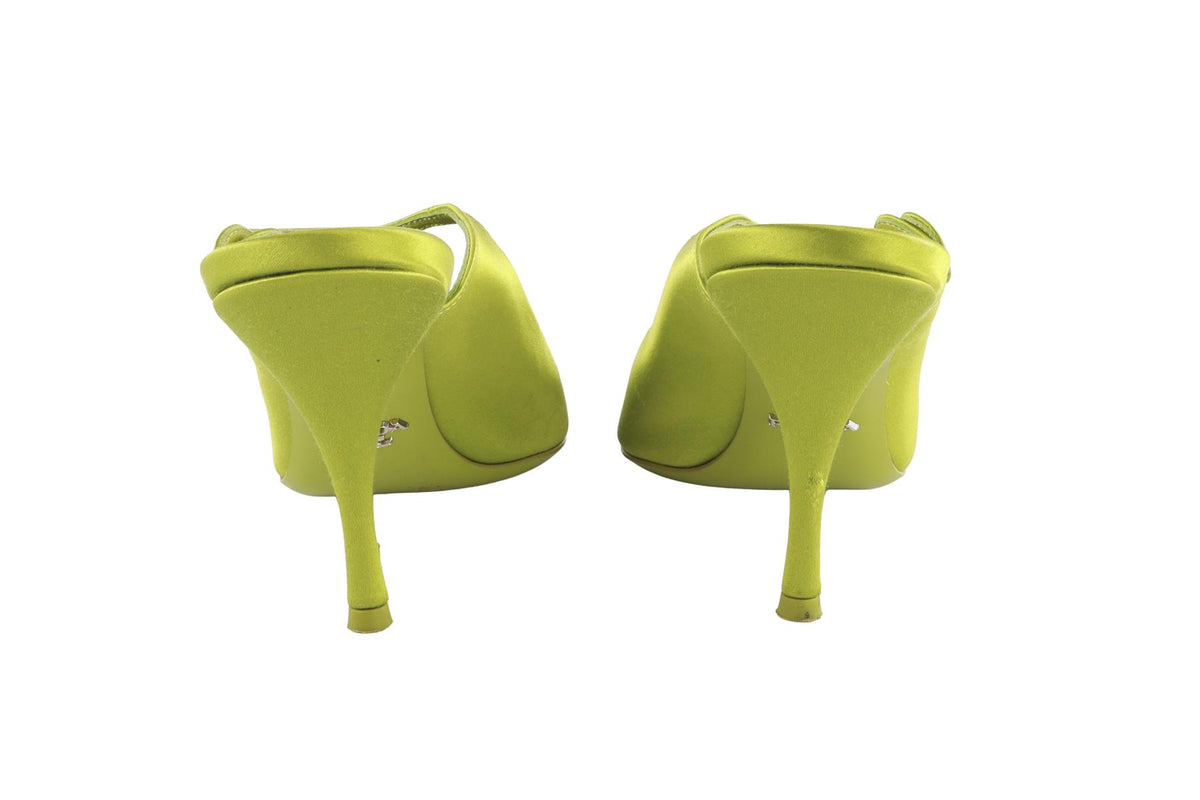 PRADA GREEN SATIN MULES EU 39 UK 6 US 9
