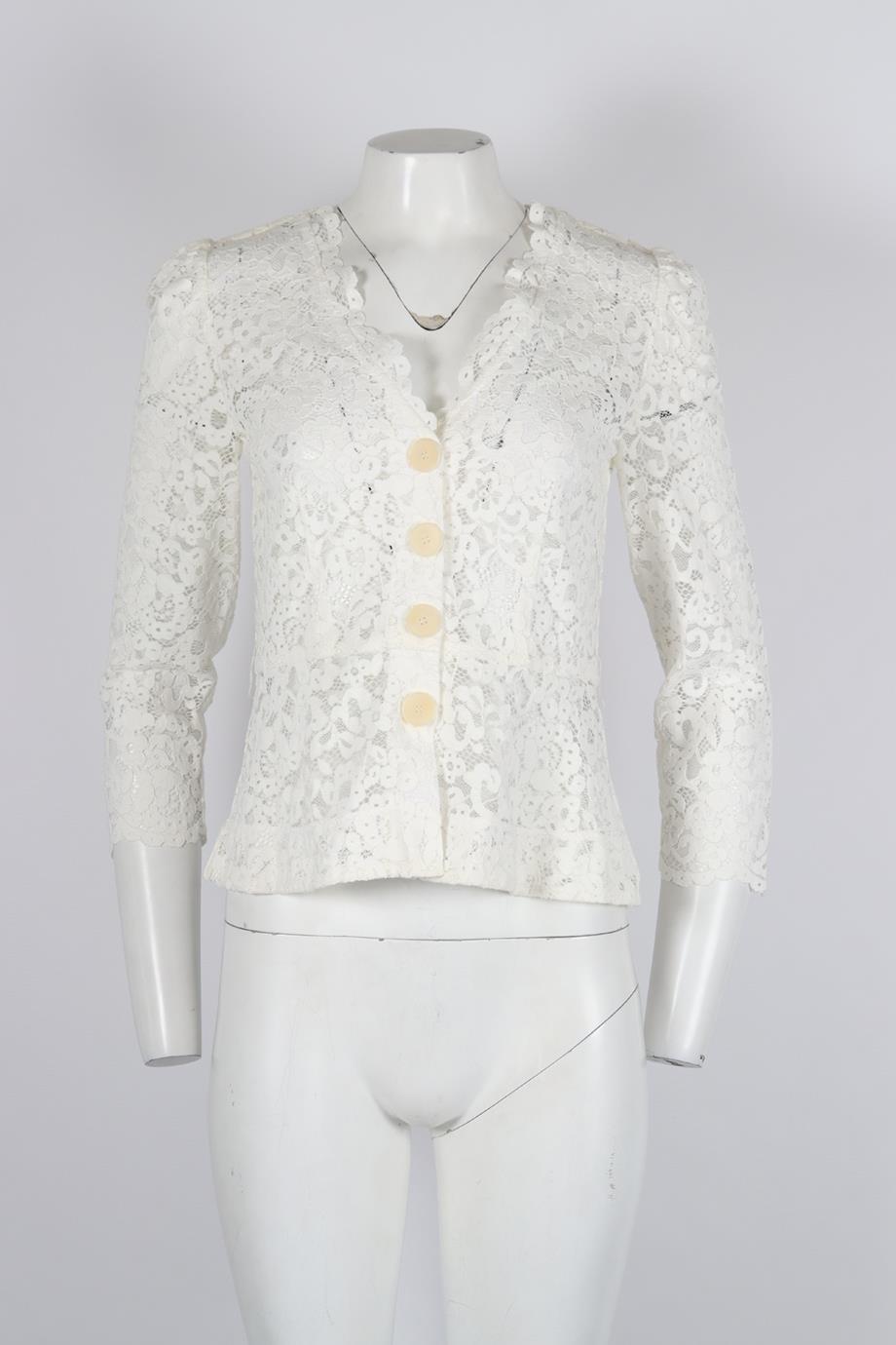 CLAUDIE PIERLOT LACE COTTON BLEND TOP FR 36 UK 8
